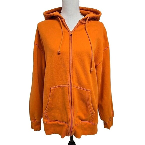 TNA Tops - Aritzia Tna COZYAF FLEECE Full-Zip Sweatshirt Hoodie Orange Women’s Size 2 EUC